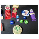 Collection of Vintage Buttons, Ribbons, Cat Die Cuts, and Antique Eyeglasses