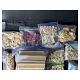 Large Mixed Lot of Wooden Game Pieces, Letters, Tokens, and Craft Supplies