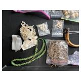 Mixed Craft Supplies Collection with Copper Sheets, Beads, Vintage Patches, and Accessories