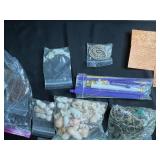 Mixed Craft Supplies Collection with Copper Sheets, Beads, Vintage Patches, and Accessories