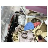 Large Lot of Vintage Paper Ephemera and Crafting Supplies in Storage Tote