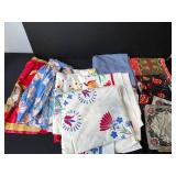 Collection of Vintage and Holiday-Themed Table Linens and Fabric Napkins