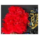 Lot of Colorful Vintage Scarves, Feather Boa, and Fashion Accessories - scarf rings