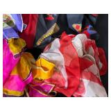 Lot of Colorful Vintage Scarves, Feather Boa, and Fashion Accessories - scarf rings