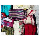 Large Collection of Vintage and Modern Scarves, Sashes, and Fabric Accessories - buckles & scarf holders