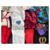 Large Collection of Vintage and Modern Scarves, Sashes, and Fabric Accessories - buckles & scarf holders