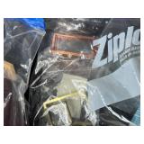 Craft Supplies Lot with Wood Pieces, Fabric, Beads, and Accessories in Storage Bin