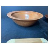 Handcrafted Signed Wood Bowl Trio, Bamboo Cutting Board, and Wine Stopper Set