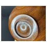 Handcrafted Signed Wood Bowl Trio, Bamboo Cutting Board, and Wine Stopper Set