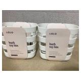LOT OF 2 Lalo Bath Toy Bins - Coconut