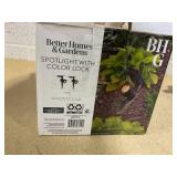 Better Homes & Gardens Taylor Solar Powered Black Cast Metal Color Lock LED Spotlight, 150 Lumens, 2 Pack