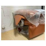 HOMCOM Faux Leather Recliner Chair, Swivel Recliner with Footrest, Armrest and Wood Base for Living Room, Orange (Missing Hardware)