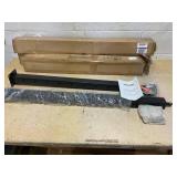 VEVOR Cable Railing Post, 36" x 2" x 2" Steel Horizontal Hole Deck Railing Post, 10 Pre-Drilled Holes, SUS304 Stainless Steel Cable Rail Post with Horizontal and Curved Bracket, 1-Pack, Black