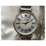 Laura Ashley Womens Silver 5pc Watch and Jewelry Set