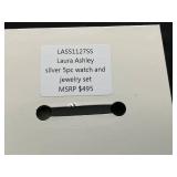 Laura Ashley Womens Silver 5pc Watch and Jewelry Set