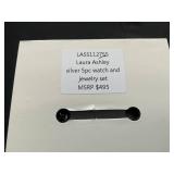 Laura Ashley Womens Silver 5pc Watch and Jewelry Set