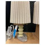 Table Lamp Pair - Cream Ceramic Base, Pleated Beige Shade, 25W Type B Bulb (Sold Separately)