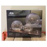EVERGREEN LED GLASS SPHERES 3PK