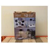 MIKASA HOME ACCENTS TOUCH CONTROL RECHARGEABLE LED LAMPS 2PK (BLACK)