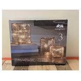 EVERGREEN LED GLASS CUBE TOWERS 3PK