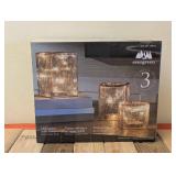 EVERGREEN LED GLASS CUBE TOWERS 3PK