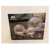 EVERGREEN LED GLASS SPHERES 3PK