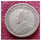 (6) Vintage George V Canadian Coins - (1) Silver