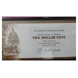 Uncirculated $2 Note in Collectible Holder