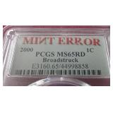 2000 Broadstruck Error Penny - PCGS MS65RD