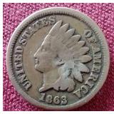 1863 Copper-Nickel Indian Penny