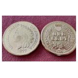 (2) Indian Penny Style 1 oz Copper Rounds