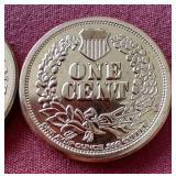 (2) Indian Penny Style 1 oz Copper Rounds