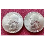 (2) Uncirculated 1946 Quarters - D & S