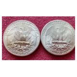 (2) Uncirculated 1946 Quarters - D & S