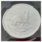 2025 South Africa 1 oz Silver Krugerrand - NGC MS69