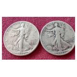 (2) Walking Liberty Half Dollars