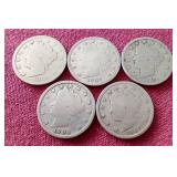 (5) Liberty "V" Nickels