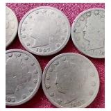 (5) Liberty "V" Nickels