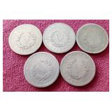 (5) Liberty "V" Nickels
