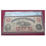 Amazing 1862 Virginia Treasury Note Civil War $1 - PCGS EF40