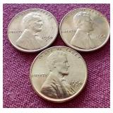 (3) Gorgeous Uncirculated Red 1954-S Wheat Pennies