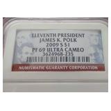 2009 Presidential Proof James Polk Dollar - NGC PF69 Ultra Cameo