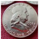 (3) Beautiful Uncirculated Franklin Half Dollars