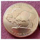 (2) Buffalo 1 oz Copper Rounds