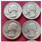 (10) Silver Washington Quarters