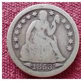 1853 (Arrows at Date) Liberty Seated Dime - Nice!