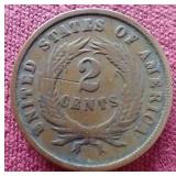 1865 Civil War 2 Cent Coin
