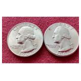 (2) Uncirculated 1961 Washington Quarters - P & D