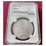 1881-S Morgan Dollar - NGC MS63