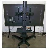65" Samsung QB65R HDR 4K UHD (Ultra-High Def) Commercial Smart LED Display on Ergotron Neo-Flex Heavy-Duty Rolling TV Cart with Adjustable Shelf and Rotating TV Mount